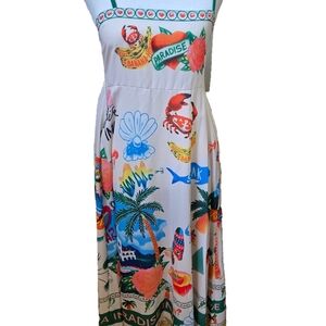 Colorful Tropical Print Dress